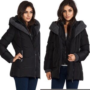 Mackage Black Troya Down Coat with Sweater Trim size S
